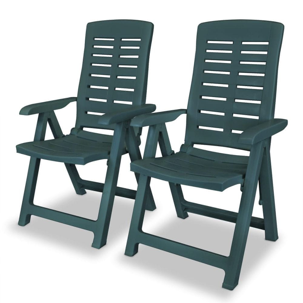 Vidaxl Sklápacie záhradné stoličky 2 ks, plast, zelené